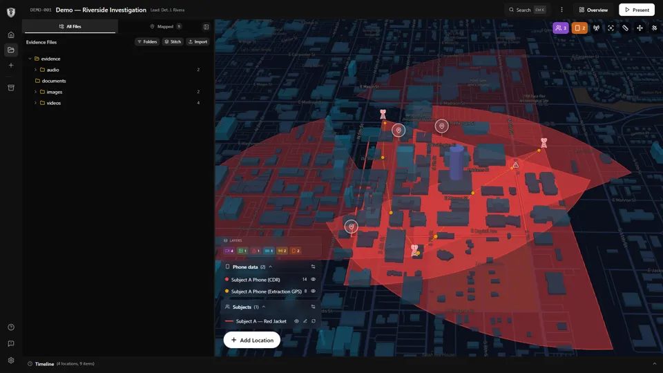 Cell phone record analysis with tower sectors and extraction GPS points on the map